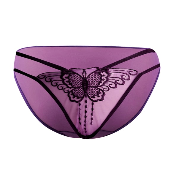 Women Cutut Lace Underwear Briefs Panties Floral Hollow Out Lingerie Underpants Purple 6(M)