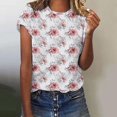 thumbnail image 1 of Women Daily Casual Flowers Printed Short Sleeve O Neck T Shirt Tops, 1 of 5