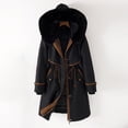 thumbnail image 1 of Women Daily Plus Size Winter Coat Lapel Collar Long Sleeve Jacket Vintage Thicken Coat Jacket Warm Hooded Thick Padded Outerwear Ladies Winter Jackets with Hood Girls Things Winter Jackets for Women, 1 of 3