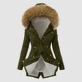 thumbnail image 1 of Women Daily Plus Size Winter Coat Lapel Collar Long Sleeve Jacket Vintage Thicken Coat Jacket Warm Hooded Thick Padded Outerwear Padded Jacket Small Womens Vest Western Clothes for Women Women Fashion, 1 of 2