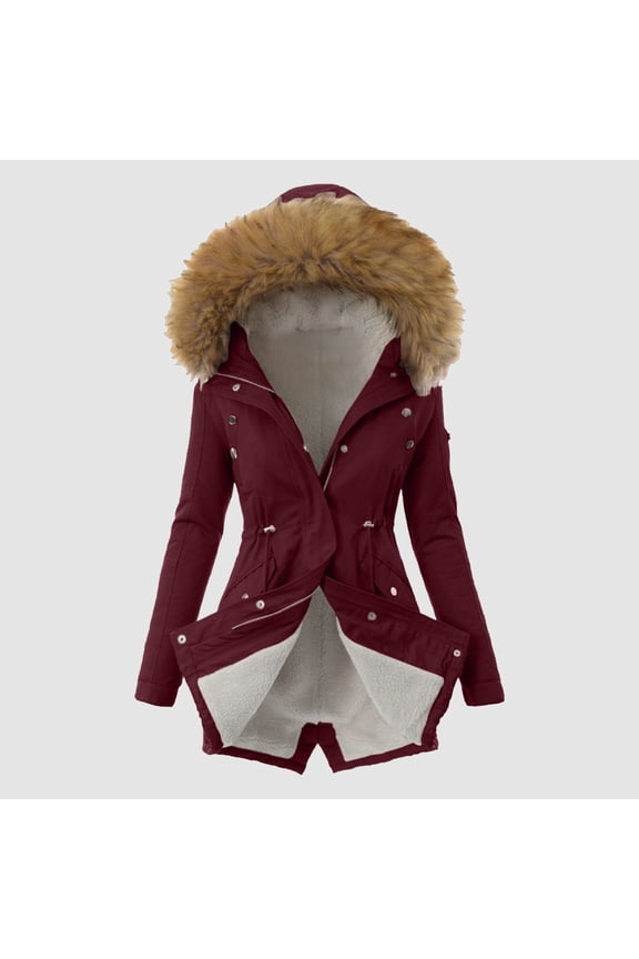 Women Daily Plus Size Winter Coat Lapel Long Sleeve Jacket Vintage Thicken Coat Jacket Warm Hooded Thick Padded Outerwear Winter for Women Hood Jacket South Pole Womens Coat Hot Clothes Women Puffy