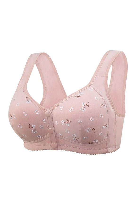Women Daisy Bra Lisa Charm Lace Front Button Closure Shaping Cup Adjustable Shoulder Strap Large Size Underwire Bra,Bras For Older Women,Comfortable Bra For Seniors