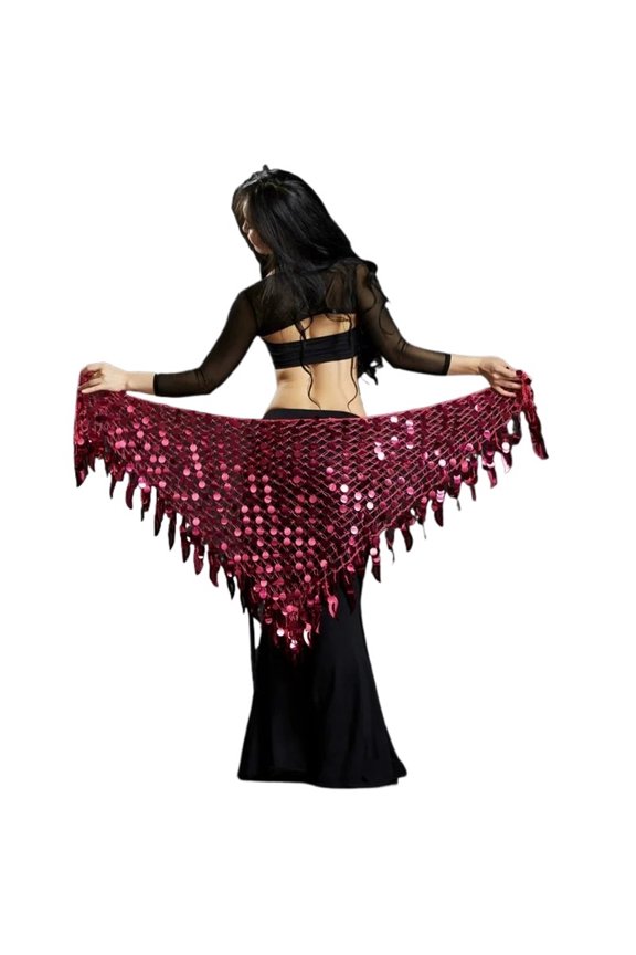 Women Dance Clothes Belt Sparkle Wrap Belts Crochet Net Paillette Shawl Belly Dance Hip Scarf