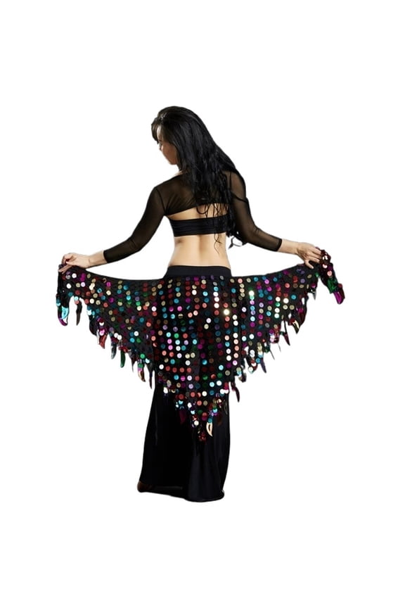 Women Dance Clothes Belt Sparkle Wrap Belts Crochet Net Paillette Shawl Belly Dance Hip Scarf