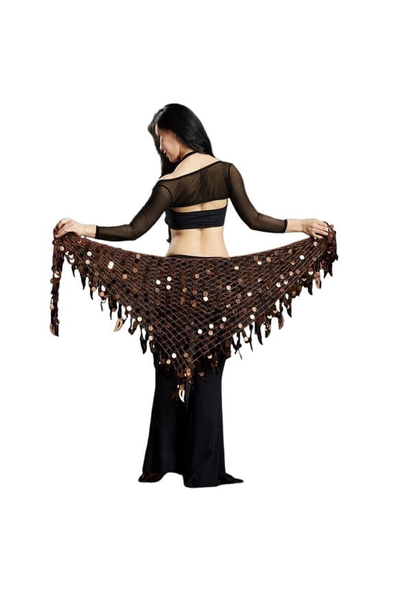 Women Dance Clothes Belt Sparkle Wrap Belts Crochet Net Paillette Shawl Belly Dance Hip Scarf