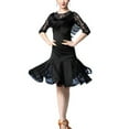 thumbnail image 1 of Women Dance Clothes Salsa Samba Wear Long Sleeves 2 Pieces Fringes Latin Dresses Top And Short Skirt, 1 of 7