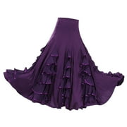 Women Dance Costume Tango Cha Cha Spanish Flamenco Dress Maxi Skirt Dance Skirt es Ballroom - , as described