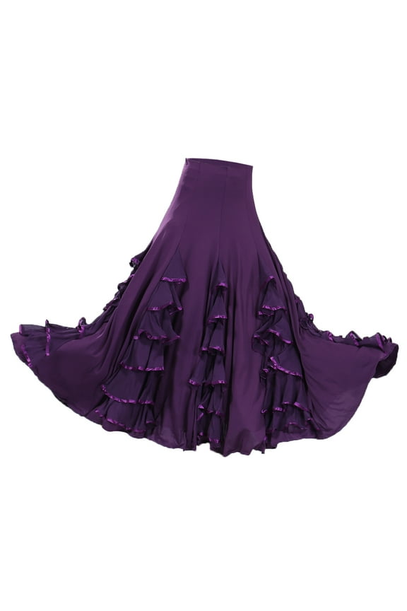 Women Dance Costume Tango Cha Cha Spanish Flamenco Dress Maxi Skirt Dance Skirt es Ballroom - , as described