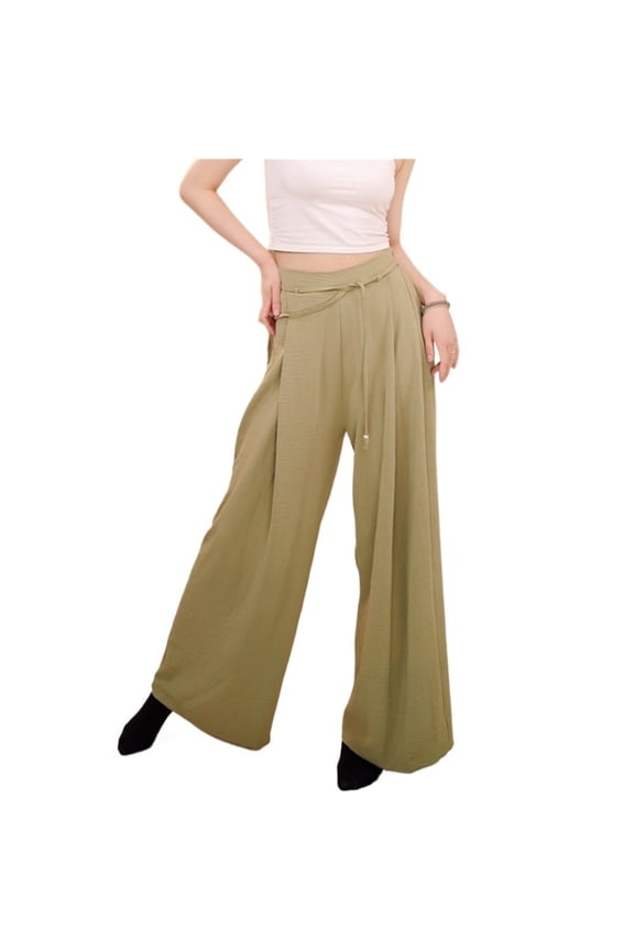 Women Dance Pants Breathable Cotton Linen Soft Wide Leg Drawstring Ballet Pant Classical Performance Belly Dance Trousers