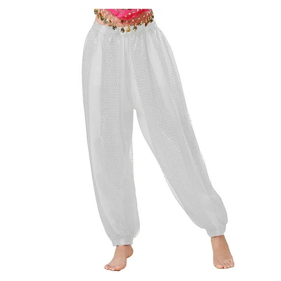 Women Dance Pants Tribal Bellydance Pants Highlights Chiffon Bloomers Stage Performance Dance Practice Trousers