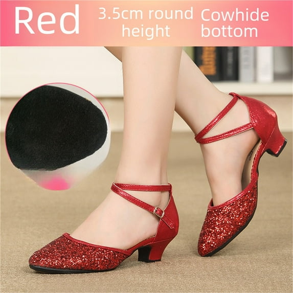 Women Dance Shoes Square Latin Mid-high Heels Social Soft Sole Modern Dance Shoes