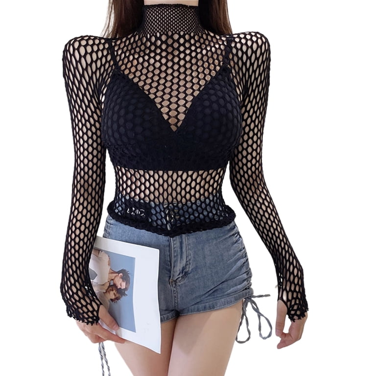 sexy fishnet top Women's Fishnet Top Sexy Cut Out Crop Short Hollow Out Cropped Tank Top(S M  L) Womenswear Lingerie Bridal Crewneck Sleeveless cinched tank top waist  tank tops babydoll tops main image 0