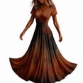 thumbnail image 1 of Women Dark Gothic Print Maxi Dress, Short Sleeve V‑Neck Flowy Long Hem Dress, Ideal for Halloween Party Themed Night Activities, 1 of 5