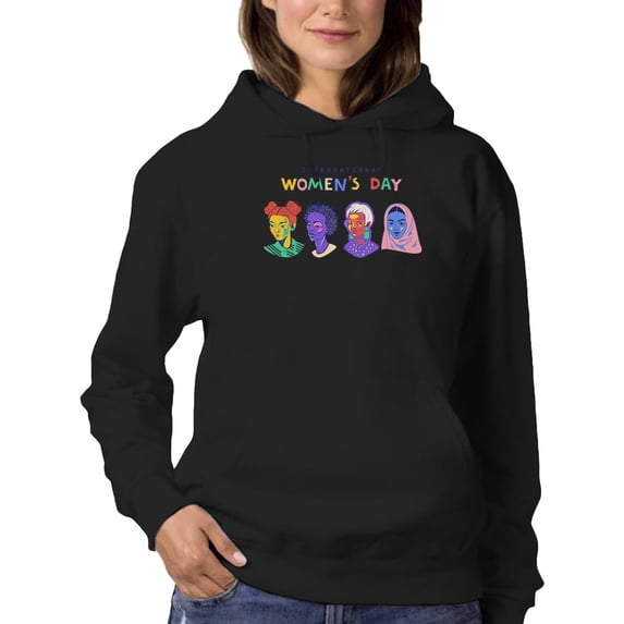 Women Day Color Portraits Hoodie Women -Image by Shutterstock, Female XX-Large