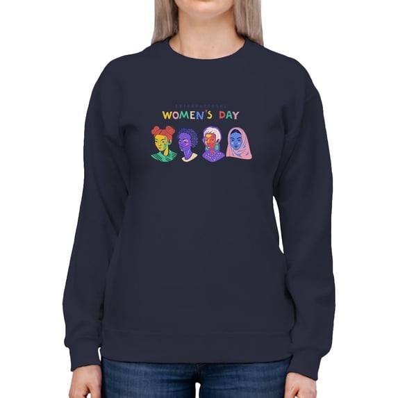 Women Day Color Portraits Sweatshirt Women -Image by Shutterstock, Female Large
