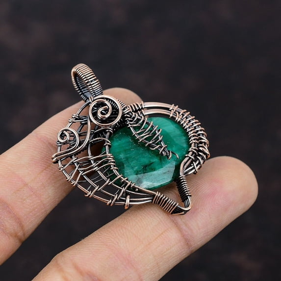 Women Day Sale Copper Gemstone Pendant Mother Gift Wire Wrapped Pendant 1.97"