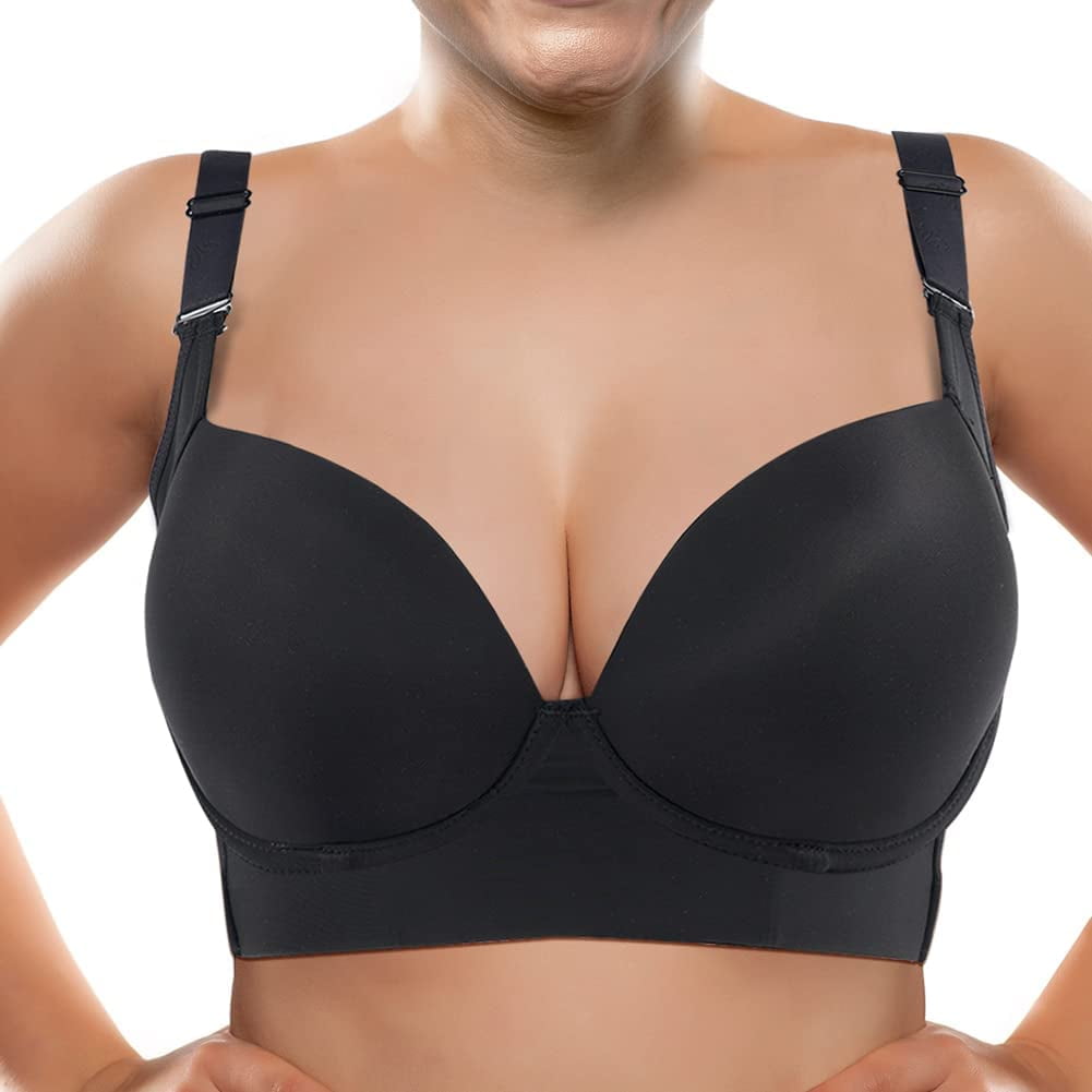 Full Back Coverage Bras For Women, Fashion Deep Cup Hide Back Fat Bra With  Shapewear Incorporated Push Up Sports Bras A