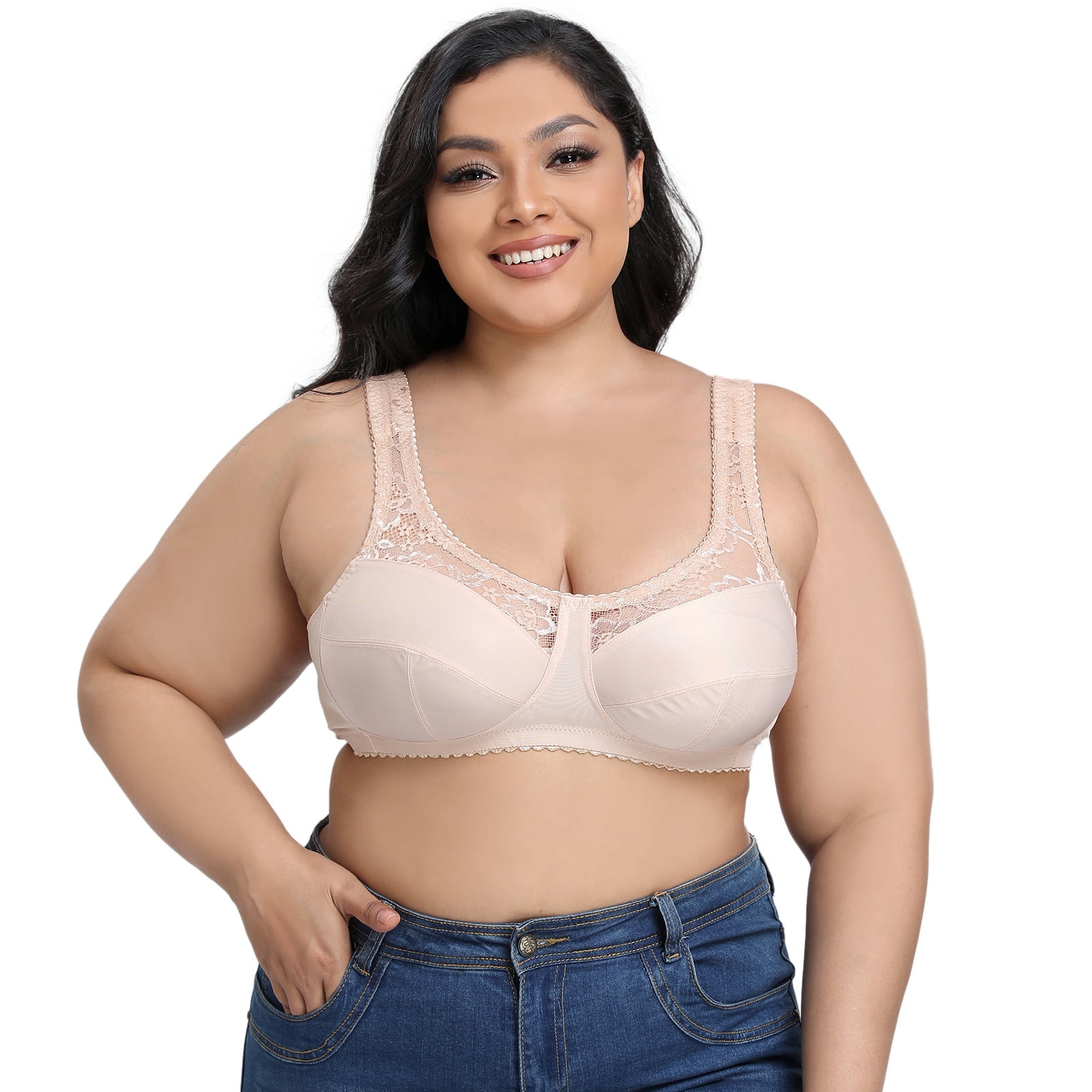Women Deep Cup Bra Hides Back Fat Full Back Coverage Bra with Shapewear Incorporated Plus Size