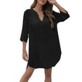 Women Deep V Neck Beach Shirt Cover Up With Sexy Lace Up Front