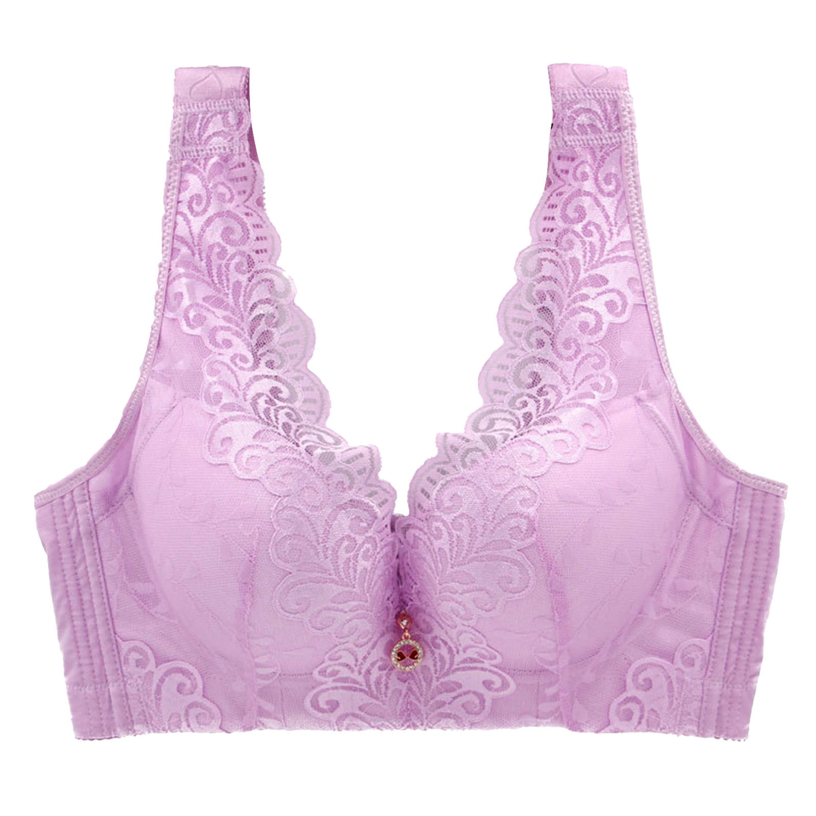 Women Deep V Neck Bra Full Cup Thin Underwear Plus Size Five Wireless ...