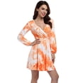 thumbnail image 1 of Women Deep V Neck Empire Waist Skater Dress Long Sleeve Printed Casual Swing Dresses, 1 of 7
