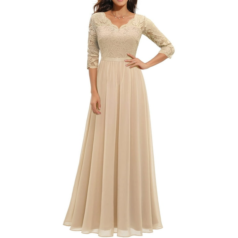 Deep V-Neck Elegant Lace Maxi Evening Dress Deep V-Neck Elegant Lace Maxi Evening Dress