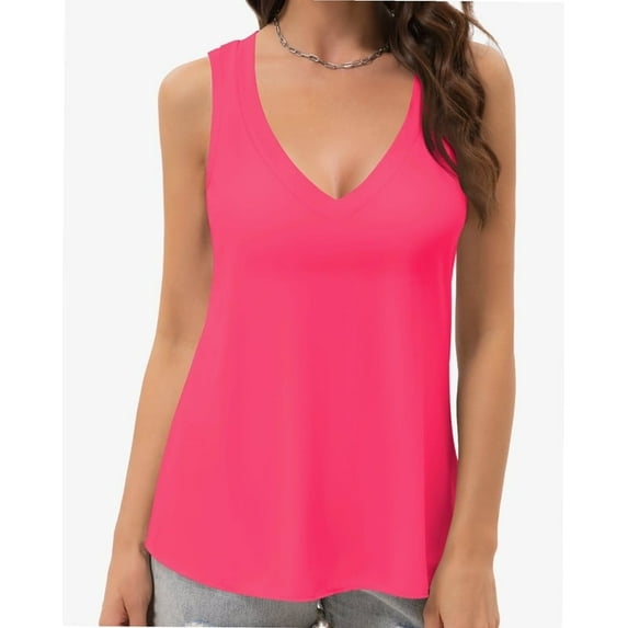 Women Deep V Neck Tank Top Sleeveless Flowy Shirt Summer Loose Tank Top for Women