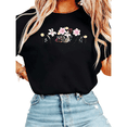 thumbnail image 1 of Women Delicate Pastel Wildflower Graphic Tees T Shirt Tops Round neck Printed Cotton T Shirt Black S-5XL, 1 of 5