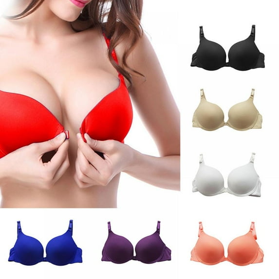 Women Demi Cup Convertible Underwire Solid Front Closure Bras