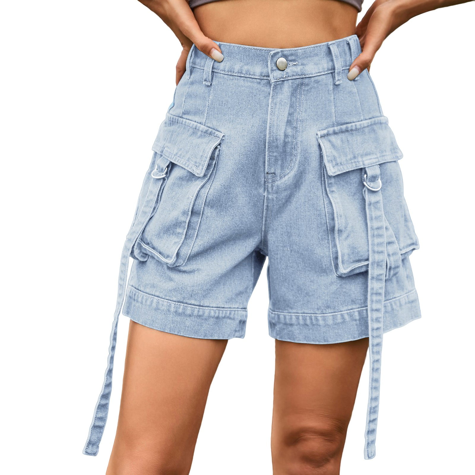 Women Denim Cargo Shorts Summer Casual Shorts High Waist Short Fashion