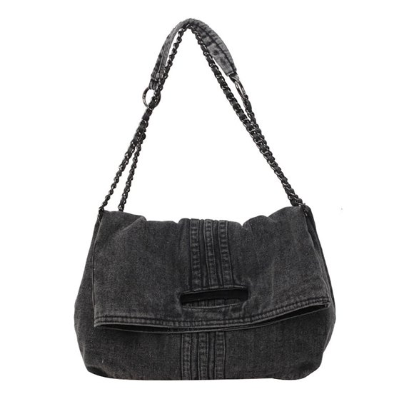 Women Denim Chain Strap Crossbody Bag Distressed Casual Shoulder Purse