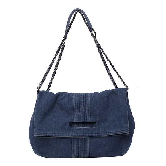 Women Denim Chain Strap Crossbody Bag Distressed Casual Shoulder Purse