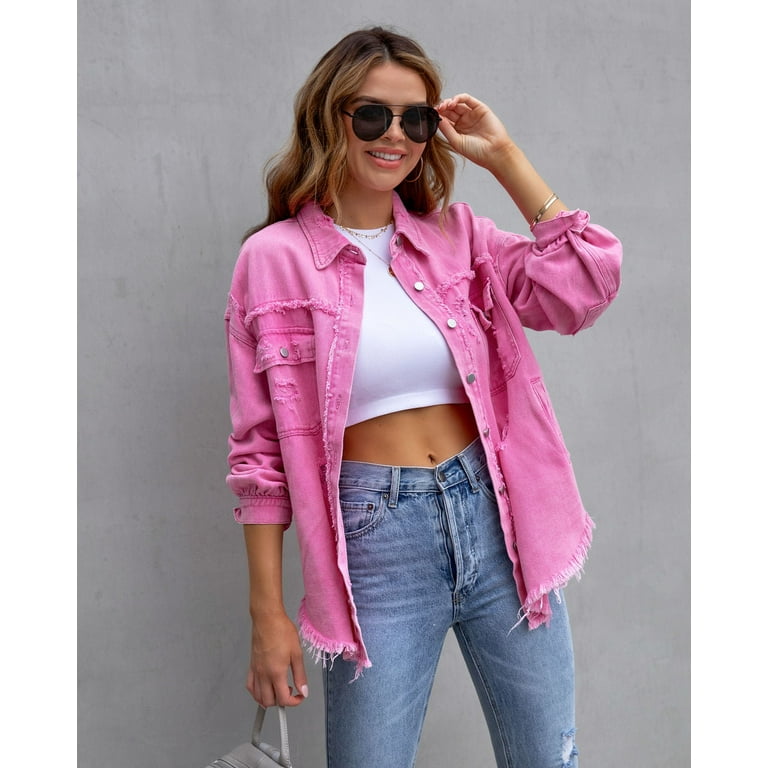 Petite pink denim jacket best sale