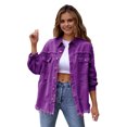 thumbnail image 1 of Women Denim Jacket Retro Single-breasted Ripped Hole Turn-down Collar Long Sleeves Solid Color Flap Pockets Lady Coat Commuting Shopping Coat, 1 of 8