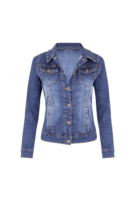 Women Denim Jacket Retro Single-breasted Slim Fit Turn-down Collar Long Sleeves Solid Color Flap Pockets Lady Coat Commuting Shopping Jacket