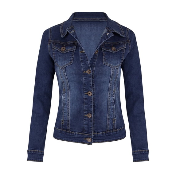 Women Denim Jacket Retro Single-breasted Slim Fit Turn-down Collar Long Sleeves Solid Color Flap Pockets Lady Coat Commuting Shopping Jacket