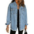 thumbnail image 1 of Women Long Sleeve Denim Jackets Oversized Button Up Jean Jacket, 1 of 5