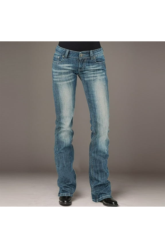 Women Denim Jeans Stretch Mid Waisted Pants Button Straight Leg Jeans Skinny Fit Embroidered Trousers Women Wide Pants High Waist Jean Size Denim Womens Stretch Straight Leg Pants Long Stilt Pants New