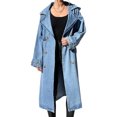 thumbnail image 1 of Women Denim Long Coat Buttons Classic Denim Collared Jacket, 1 of 4