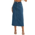 thumbnail image 1 of INSPIRE CHIC Women Denim Miaxi Skirt High Waisted Swiss Dots Back Slit Casual Jean Column Skirt S Vintage Blue, 1 of 6