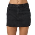 thumbnail image 1 of Women Denim Mini Skirt Casual A Line High Waist Button Zipper Closure Five Pocket Design Raw Hem Skirt Black M, 1 of 8