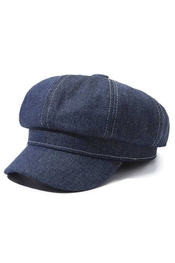 Women Denim Newsboy Cap Oversized Beret Adjustable Baker Boy Hat