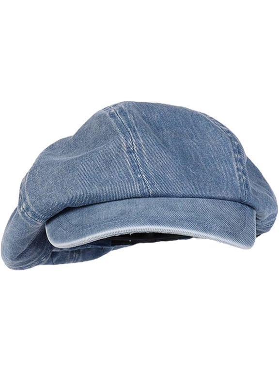 Women Denim Newsboy Cap Slouchy Newsboy Hat Visor Beret Flat Cap Vintage Oversized Cabbie Hat Cotton Octagonal Cap