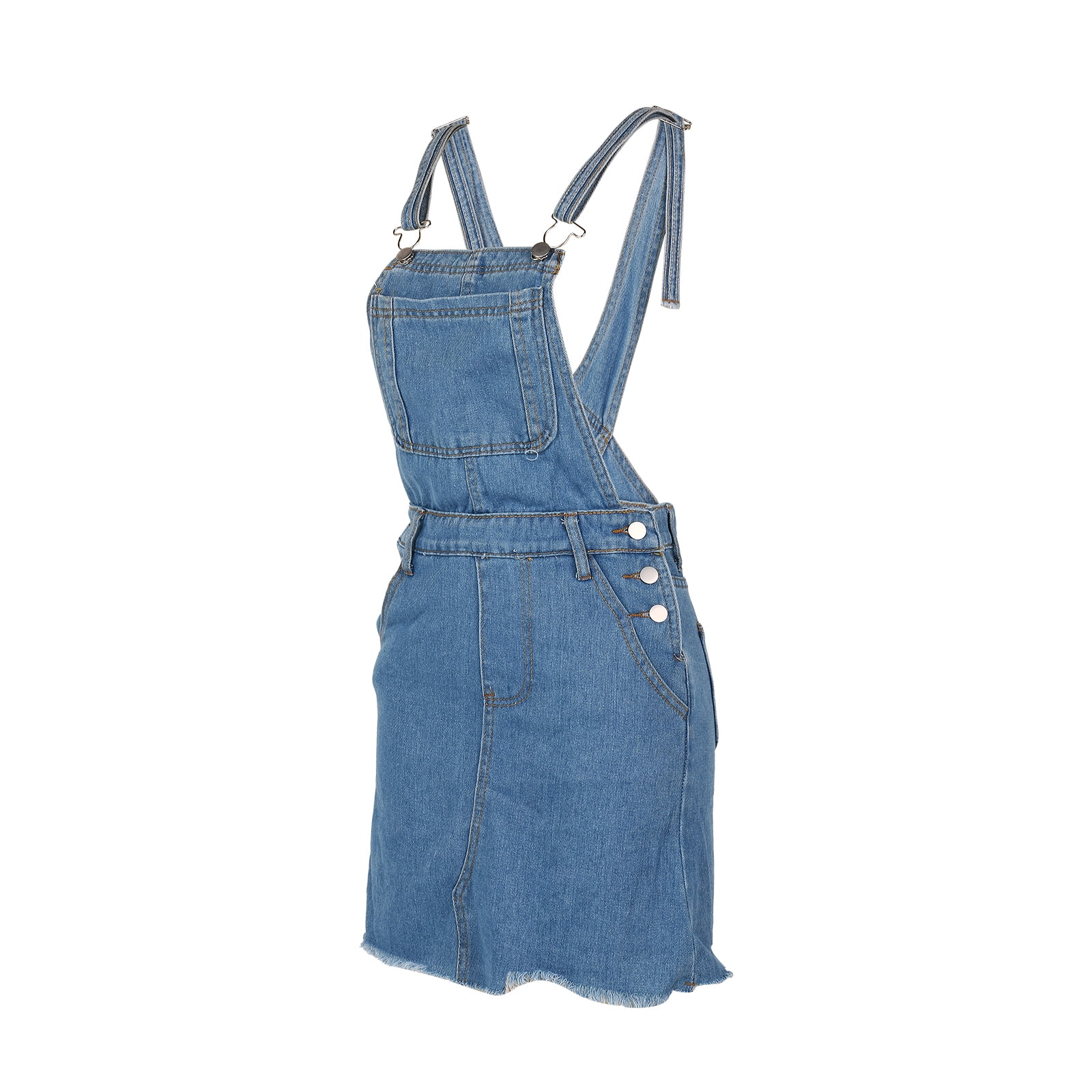 Women Denim Overall Dress Adjustable Strap Pinafore Dress with Pockets  Independence Day Outfit for Adult 