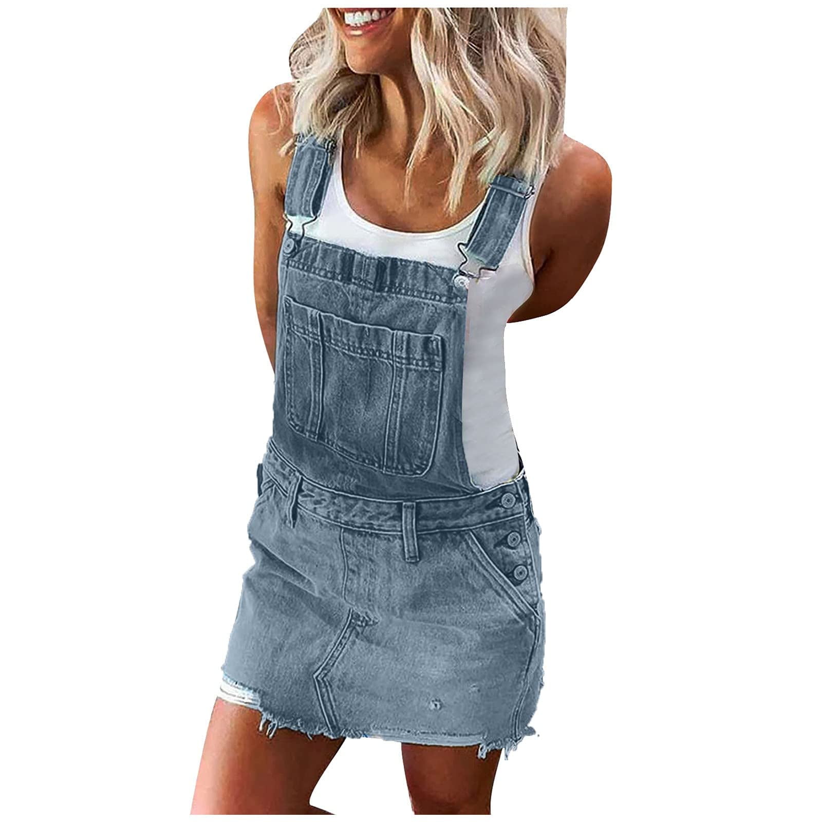Ladies denim pinafore discount