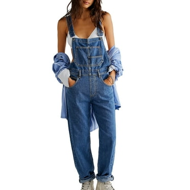Women Denim Overalls Bib Jumpsuit Casual Stretch Spaghetti Strap Romper Pants Summer Jeans Pants