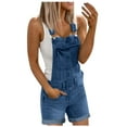 thumbnail image 1 of Women Denim Overalls Sexy and Fashionable Washed Denim Jumpsuits, Soft Fabric, Loose Fit, Suitable for Many Occasions, 1 of 4