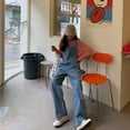 thumbnail image 1 of Women Denim Overalls Vintage Streetwear Loose Jumpsuit Korean Straight Wide Leg Pants Casual Jeans All Match Trousers, 1 of 5