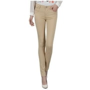 BVNARTY Women Denim Pants Fall Winter Clothes Long Trousers Fashion Elegant Ladies Comfy Pants Casual Full Length Pants Skinny Jean Khaki 34