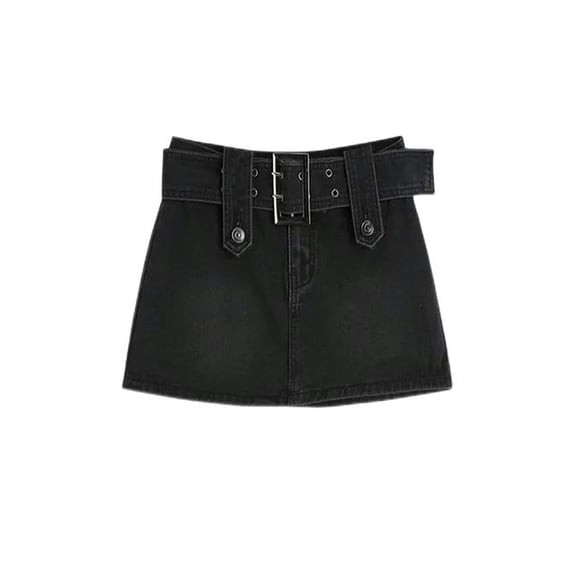 Women Denim Shorts Skirt Vintage Streetwear A-line Jeans Skirts Casual All Match Female Slim Package Hip Mini Skirt Summer-Black-XL